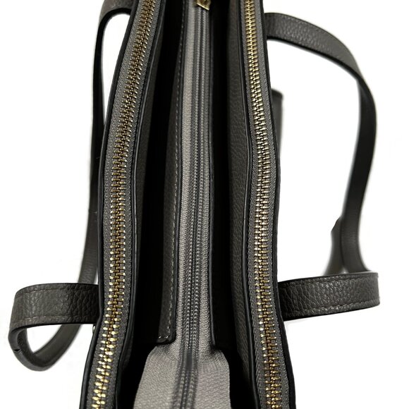 Kate Spade Gray Pebbled Leather Purse Handbag Shoulder Zipper Pockets Dividers - Picture 12 of 16